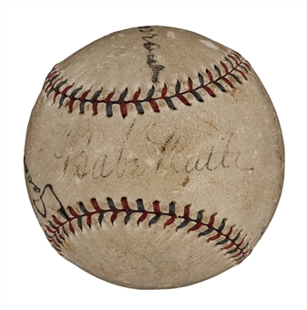 1932-33 Babe Ruth ,Lou Gehrig and Ed Barrow Signed Official William Harridge American League Baseball (PSA and JSA)